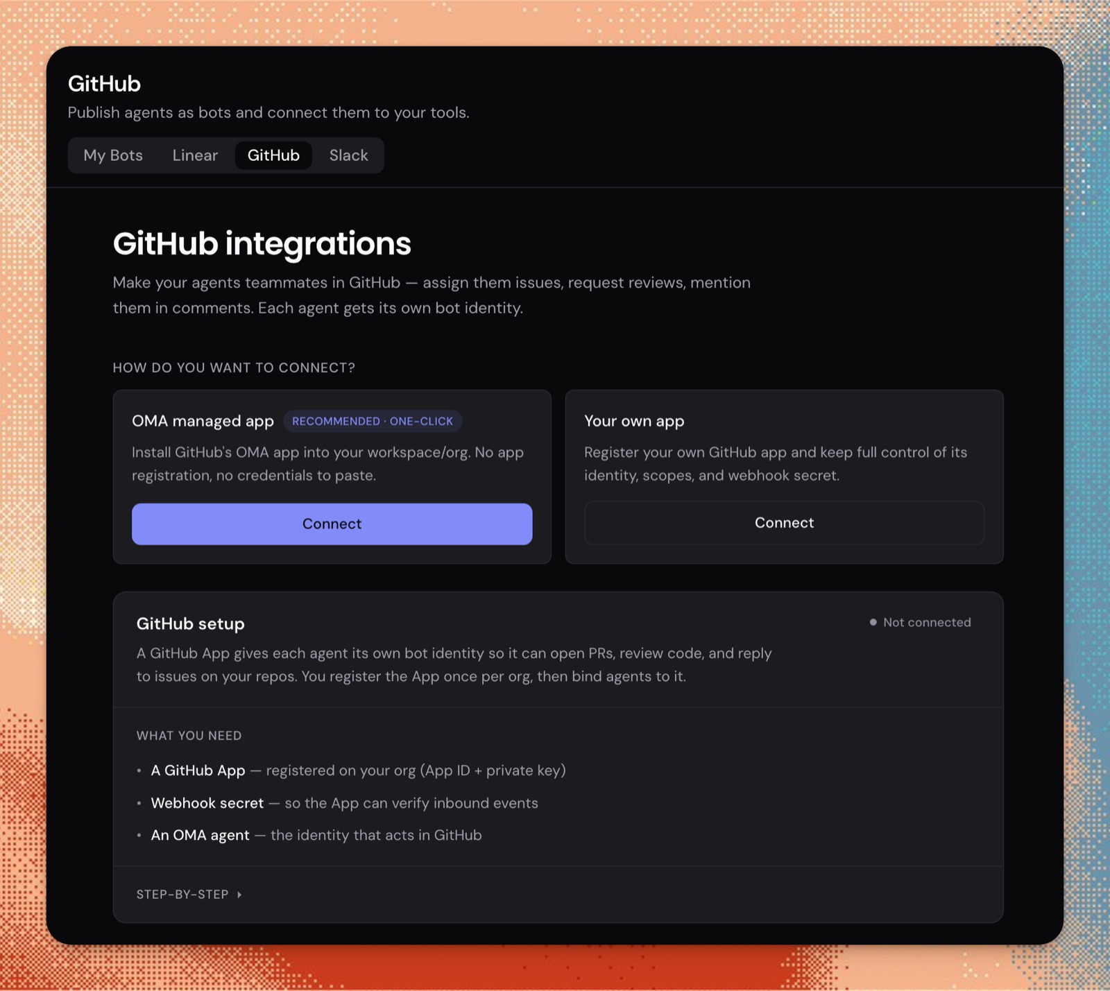 The GitHub Issues board — assign an issue to an agent and it spawns a briefed session